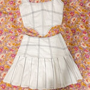 Sabo Skirt White and Black Checkered Skirt Set